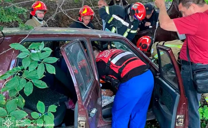 Не впорався з керуванням та злетів у кювет: у Новомосковському районі рятувальники деблокували водія з пошкодженого автомобіля